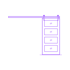 Buildings Surface Mounted Doors Bypassing Stacked Glass Horizontal 4 Panels Editable Svg Line Art, Free Vectors File